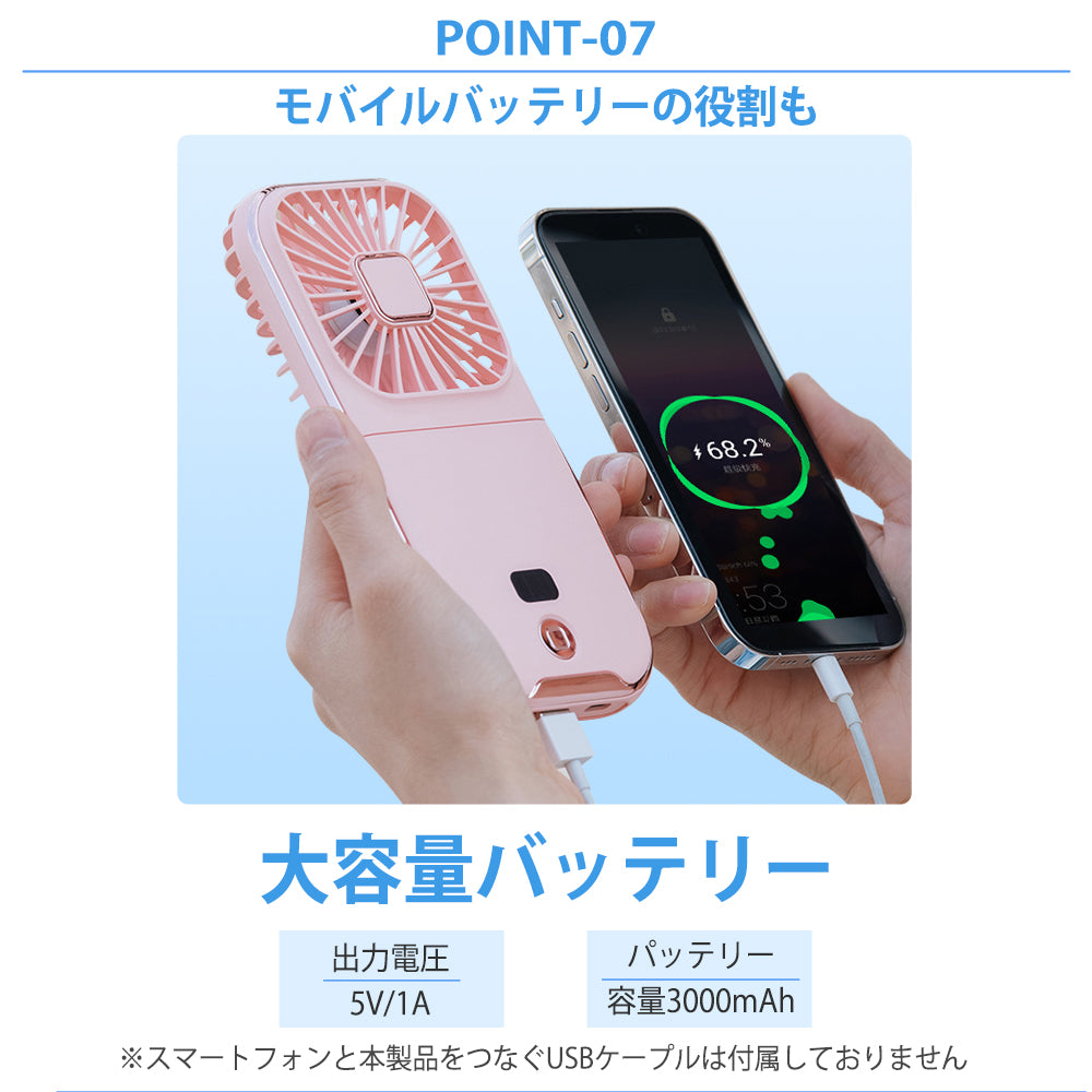 ハンディファン 首かけ 静音 可愛い 強風 首掛け扇風機 子供 卓上手持ち スマホスタンド 折り畳み 小型 持ち運びに便利 かわいい おしゃ –  fulng